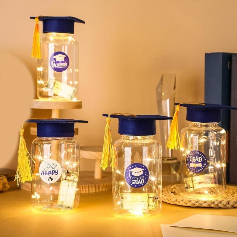 Light up Graduation Mason jar with Graduation Cap Class of 2026 Graduation Centerpieces for Congrats Graduate Party