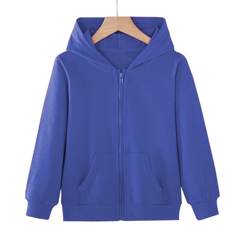 Kids' Hooded Zip-Up Cardigan: Lightweight, Long-Sleeved, Solid Color Jacket for Spring & Autumn