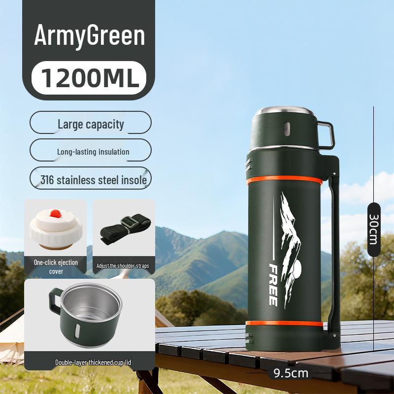 Large Capacity 316 Stainless Steel Insulated Thermos Flask with Portable Design for Outdoor and Travel Use