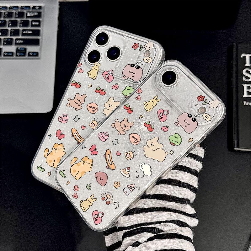 Glitter Cartoon Animal Phone Case for iPhone 11 To 17 Pro Max, Cute & Soft