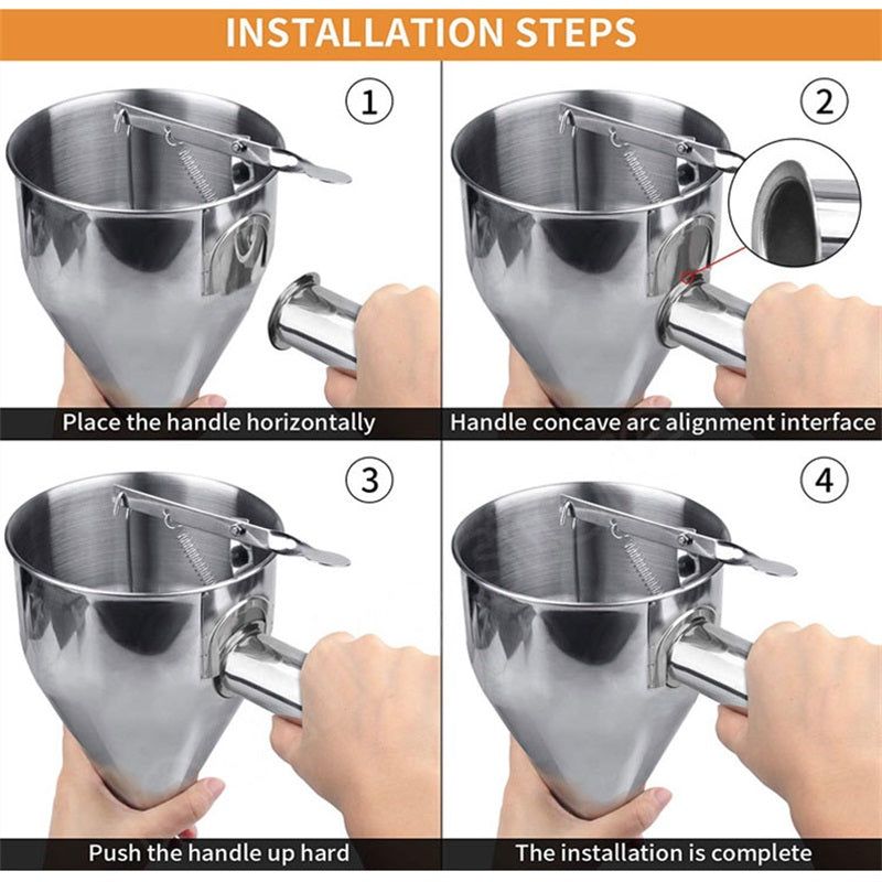 1200ML Oil Hopper With Bracket Stainless Steel Funnel Dispenser Cupcake Pancake Batter Octopus Fish Ball Kitchen Baking Tools