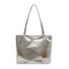 Trendy commuter bag autumn new simple laser casual large capacity personalized shoulder tote handbag