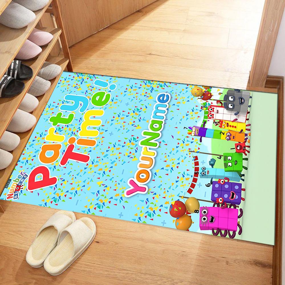 Numberblocks Personalized Name Floor Mat Design for Hallway Living Rooms Foyer Dining Room Antislip Carpet Anime Office Decor Best for Christmas
