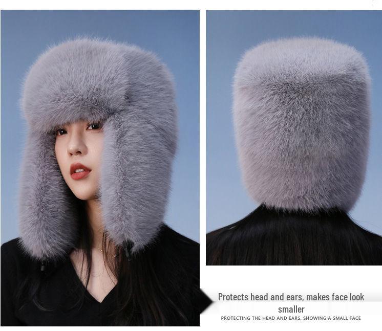Women's Winter 2024 Plush Hat - Solid Color, Ear Protection, Windproof, Faux Fur Lei Feng Style