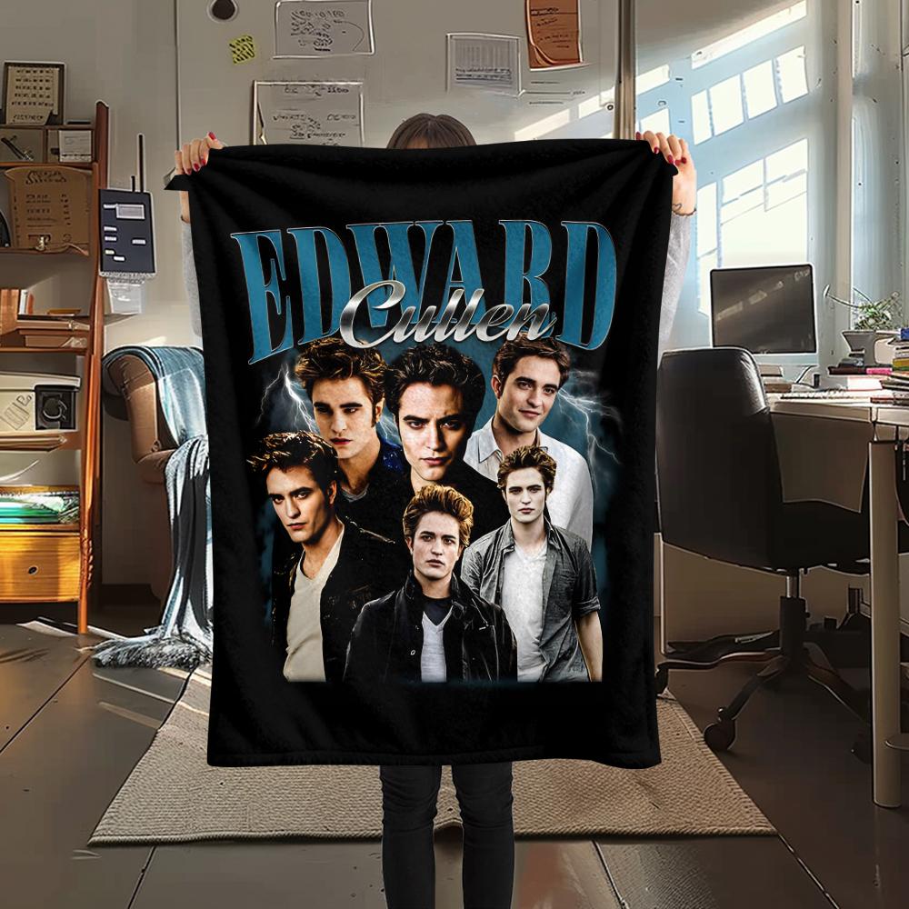 1 Stück Edward Cullen Druck Flanelldecke, Hohe Qualität für alle Jahreszeiten, Heimdekoration, Wärme und Komfort, Perfekt für Weihnachtsgeschenke