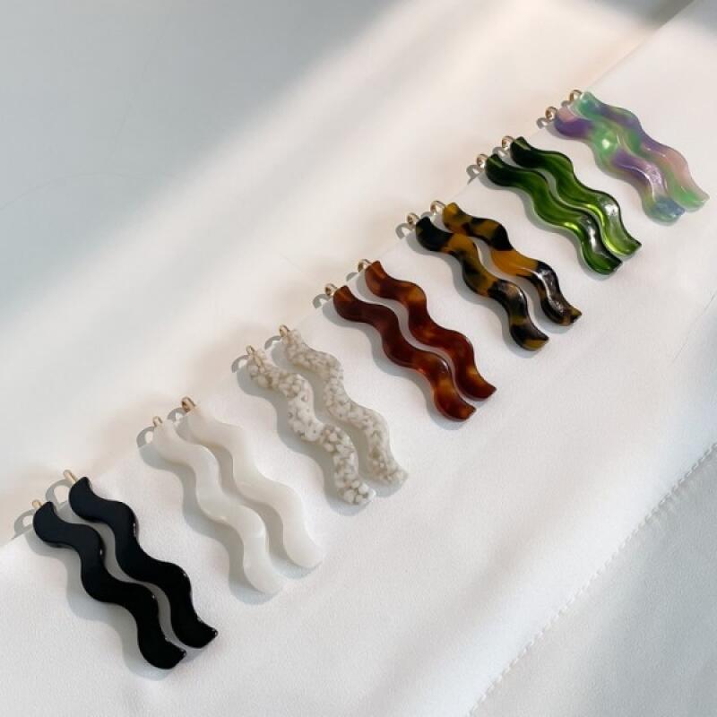 

Wave natural stone hair pin 7 colors green