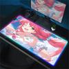 Kawaii Glowing RGB Mice Mat Anime Girls Mouse Pad Large Computer Office Game Table Mats Rubber Anti-slip Mousepads XXL Desk Pads