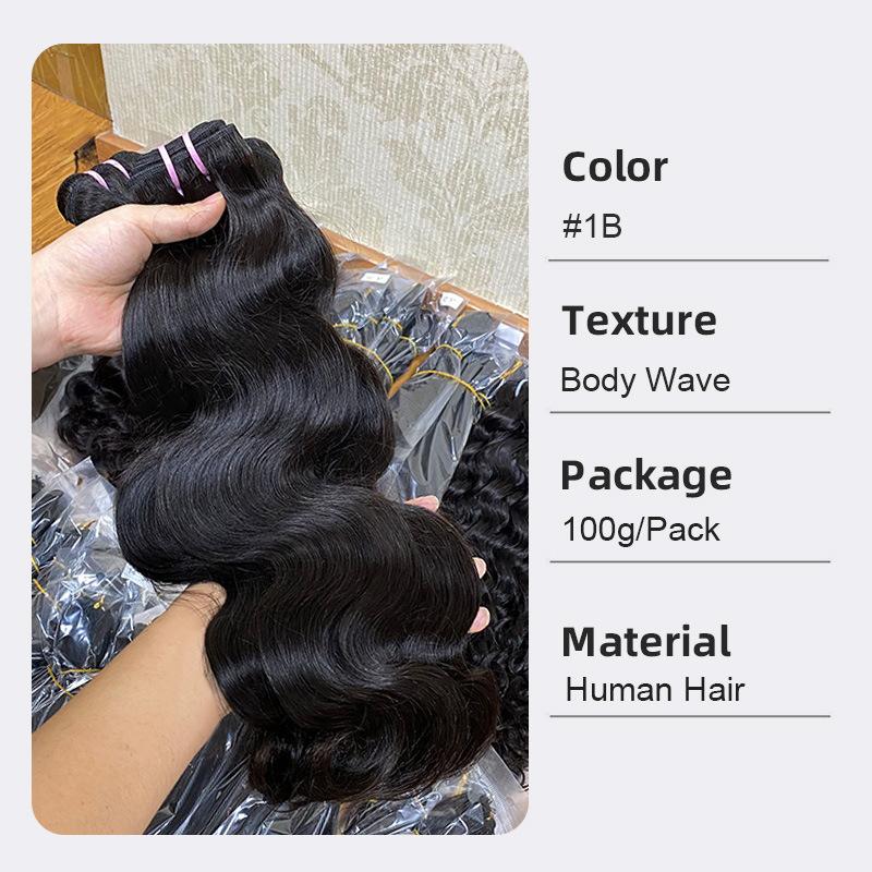 Water Wave Bone Straight Machine Double Weft Remy Grade Vietnam Hair Natural Black Double Drawn Handmade Braided Wig Bleached
