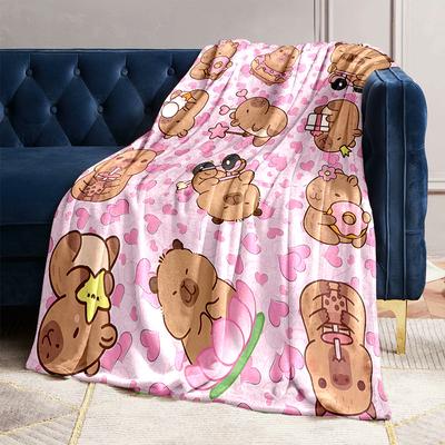 17 Stil Capybara Cartoon Druck Decke Warm Weich und Bequem Heim Reise Decke Sofa Bettwäsche Camping Decke für Geschenke