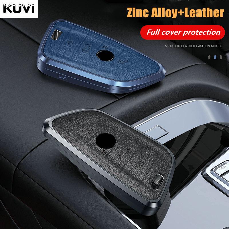 Metal Genuine Leather Auto Smart Key Fob Cover Case Housing Remote Fit For Bmw X1 X3 X5 X6 X7 1 3 5 6 7 Series G20 G30 G11 F15 F16 G01 G02 F48