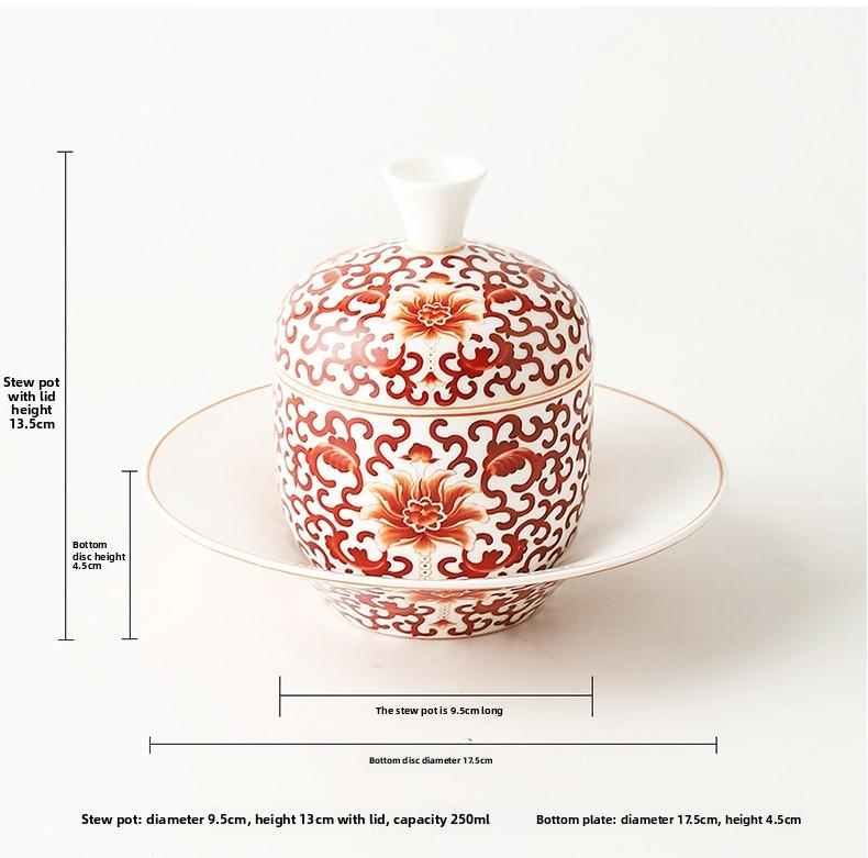 New Chinese stew pot ceramic health soup pot hotel steamed egg with cover small stew pot dessert tableware