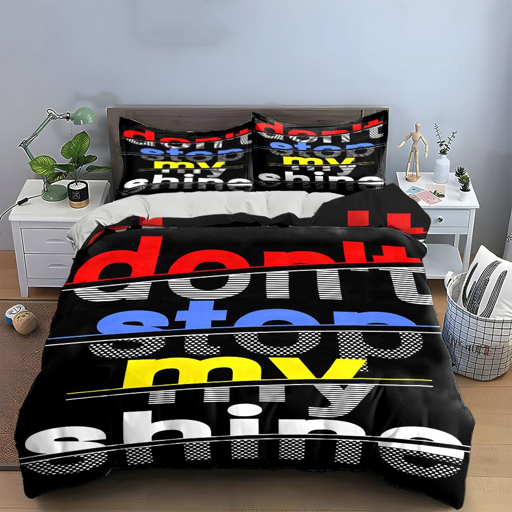 Bold colorful text. Bedding sets Duvet cover sets Duvet covers Pillowcases(1 * Duvet Cover 2 * Pillowcases, without duvet insert)