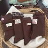 Women's Autumn and Winter Bow Boneless Coffee Color Medium Tube Stack Socks