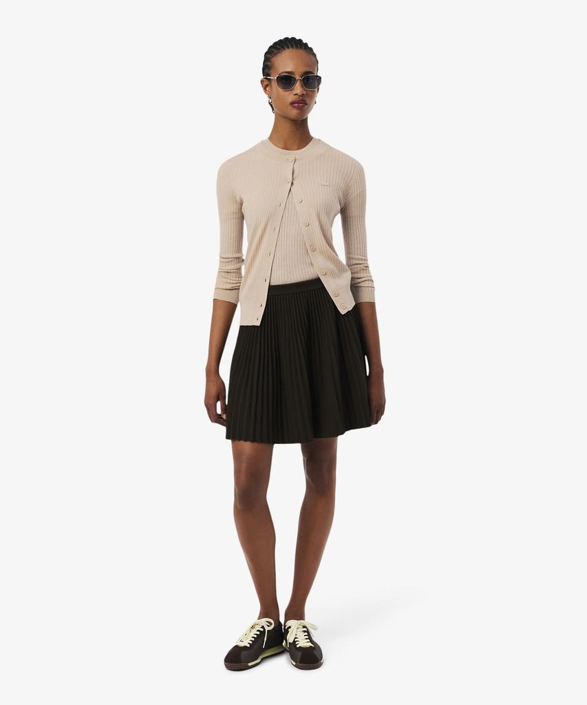 LACOSTE Women'S Fine Merino Wool Rib Knit Short Sleeve Sweater Af4146-56G X6F