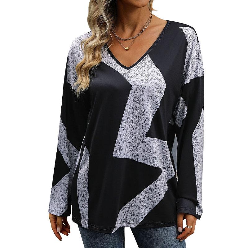 Comfortable Woman Clothing Fashion Casual Tops Shirts Fashionable and Casual Temperament Autumn Women's Long-sleeved Loose Colorblocking Blouse Women