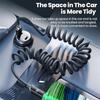 120W Car Type C to USB C Fast Charging For iPhone 17 16 USB A To Type C Spring Telescopic Cable For Samsung Xiaomi Huawei