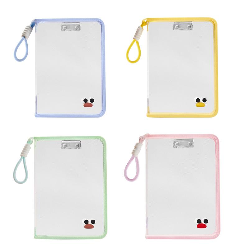 4Pcs Portable File Folder Case Transparent Handle Storage Organizer Bags A4 Zipper File Bag Candy Color Stationery Holder Supplies Holiday Gift Novel