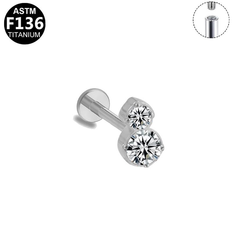 Opal G23 Titanium Alloy Internal Thread Cartilage Ear Stud