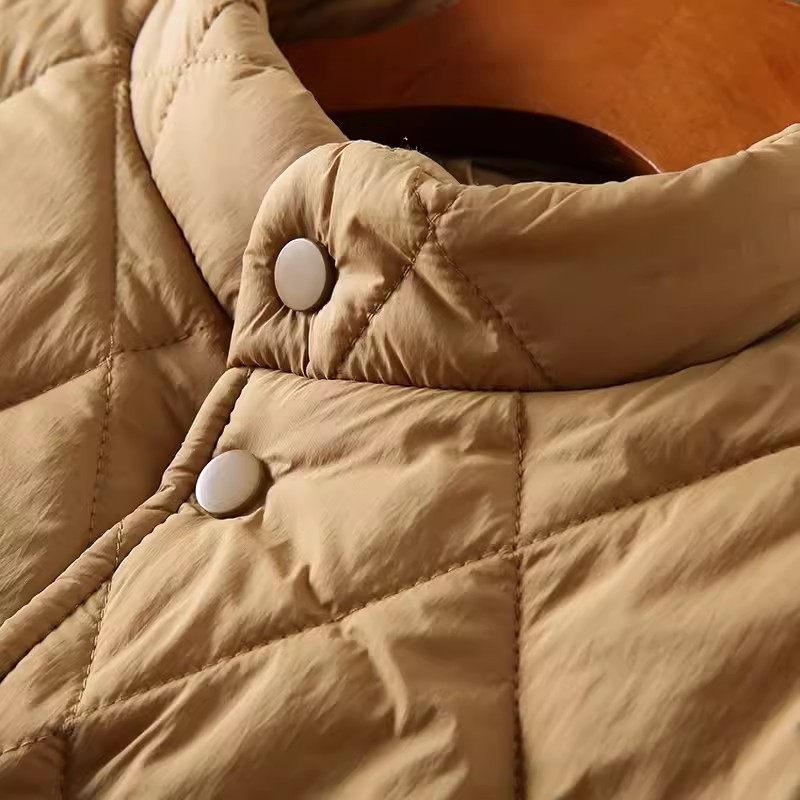Warm Lightweight Waterproof Women's Quilted Jacket Stand Up Collar Diamond Cotton Coat Casual Loose Large Size Outerwear