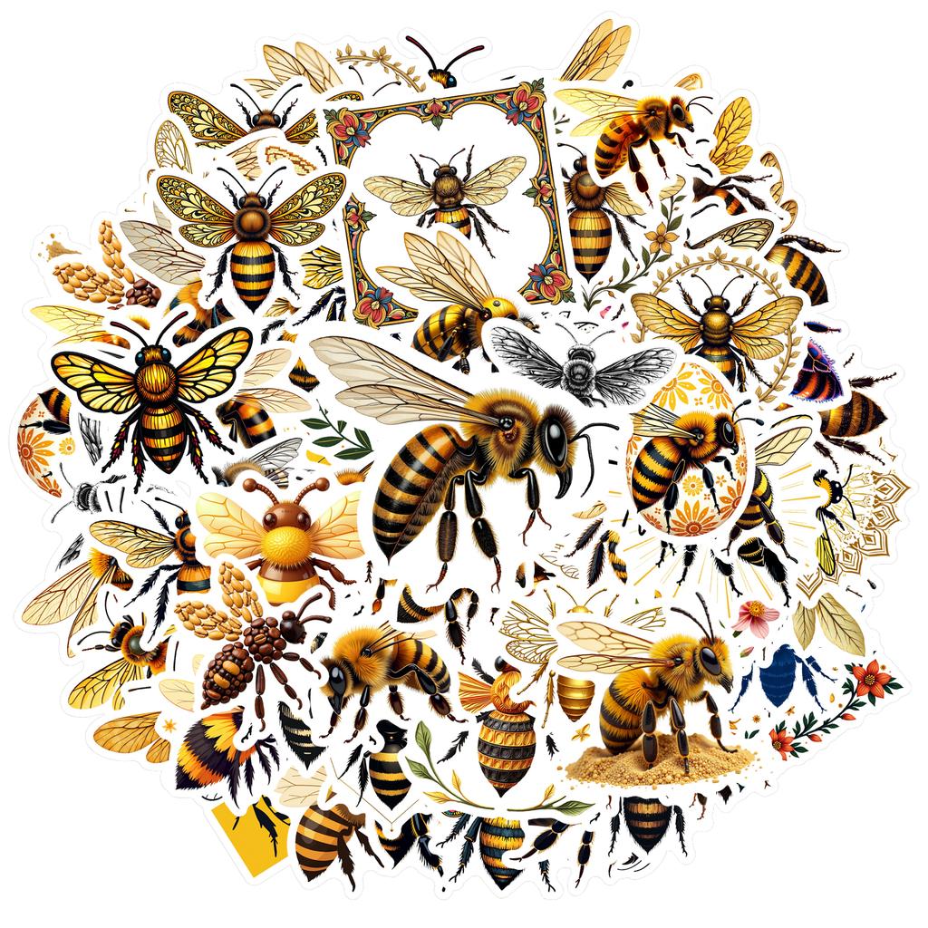 35-70pcs Bee Stickers Spring Summer Insect Graffiti Sticker Diy Skateboard Diary Laptop Decals Stationery Stickers