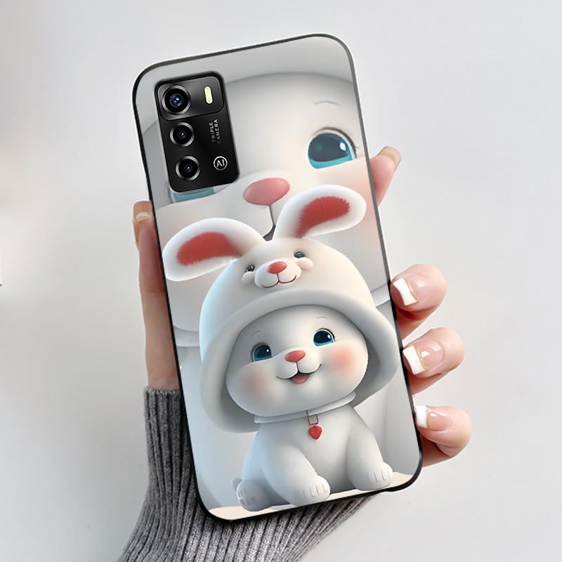 For ZTE Blade V40 Vita / V41 Smart Phone Case Luxury Cute Love Rabbit Funny Black Cover Shell Soft Silicone Protective Casing