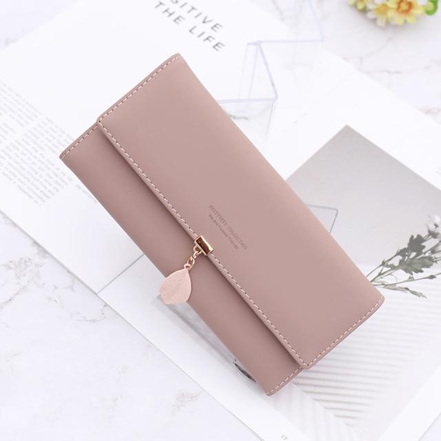 Neue Blätter Frauen Pu Leder Brieftaschen Weibliche Lange Geldbörsen Geld Taschen Handy Tasche Damen Hohe Qualität Brieftasche Karte Halter Kupplung weibliche geldbörse