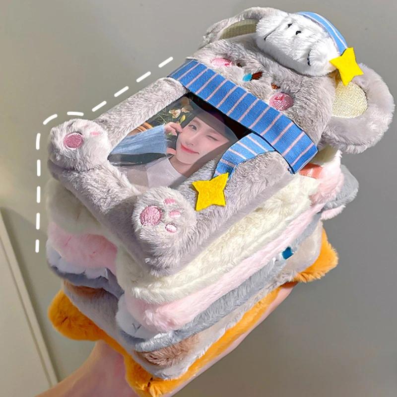 Süßer Welpen Plüsch Kartenhalter Tier Serie 3 Zoll Kpop Fotokarten Hüllen Flauschiger Koala Fotokartenhalter für Damen Karten Display