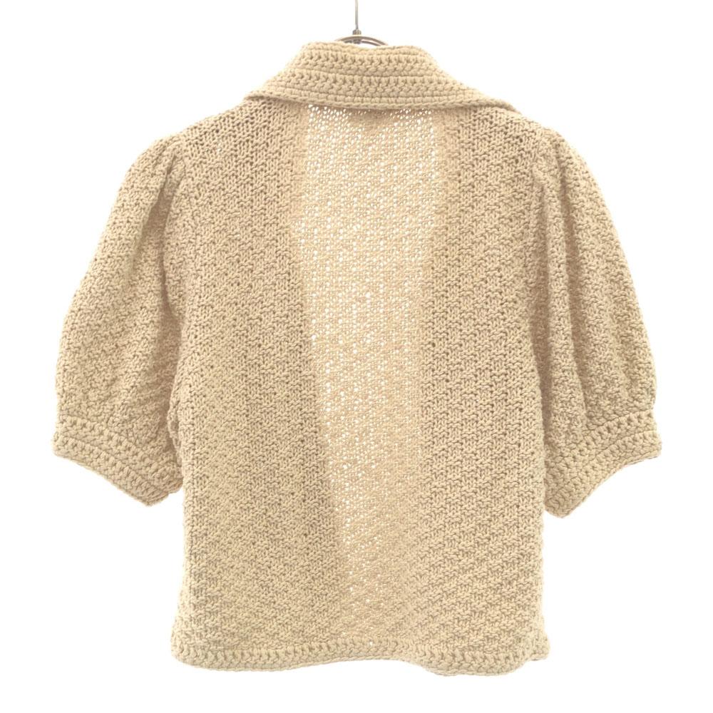 FOXEY Kurzarm Baumwollstrick-Cardigan 40 beige Damen Gebraucht