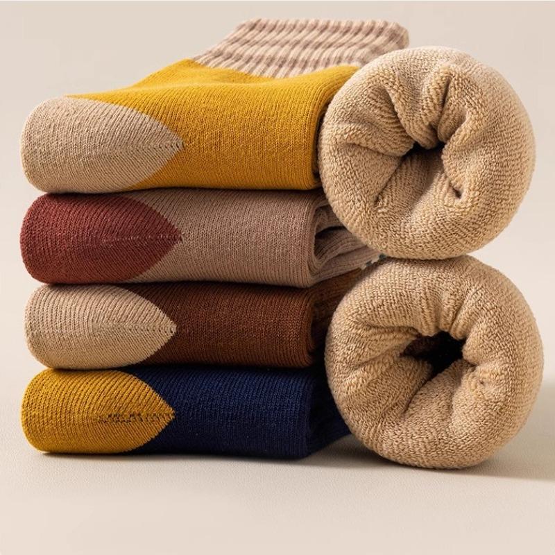Women's Mid-tube Socks Autumn and Winter Long Socks Terry Socks Winter Plus Velvet Thick Warm Cotton Socks