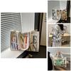 Large Capacity Stylish Canvas Tote Bag With Vibrant Letter Print Design For Everyday Use