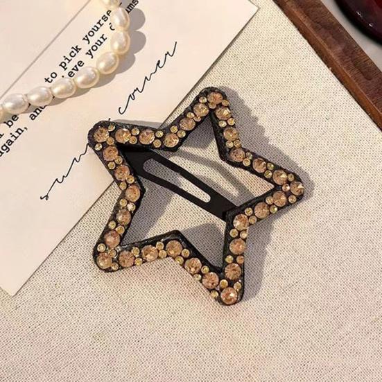 Hairpins Rhinestones Shining Hollow Five-Pointed Star Shape Hair Clips Stable Non-Damaging Hair