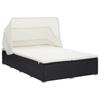 Sunbed - vidaXL - 2 Places - Black Woven Resin - Off-white Cushion - Foldable