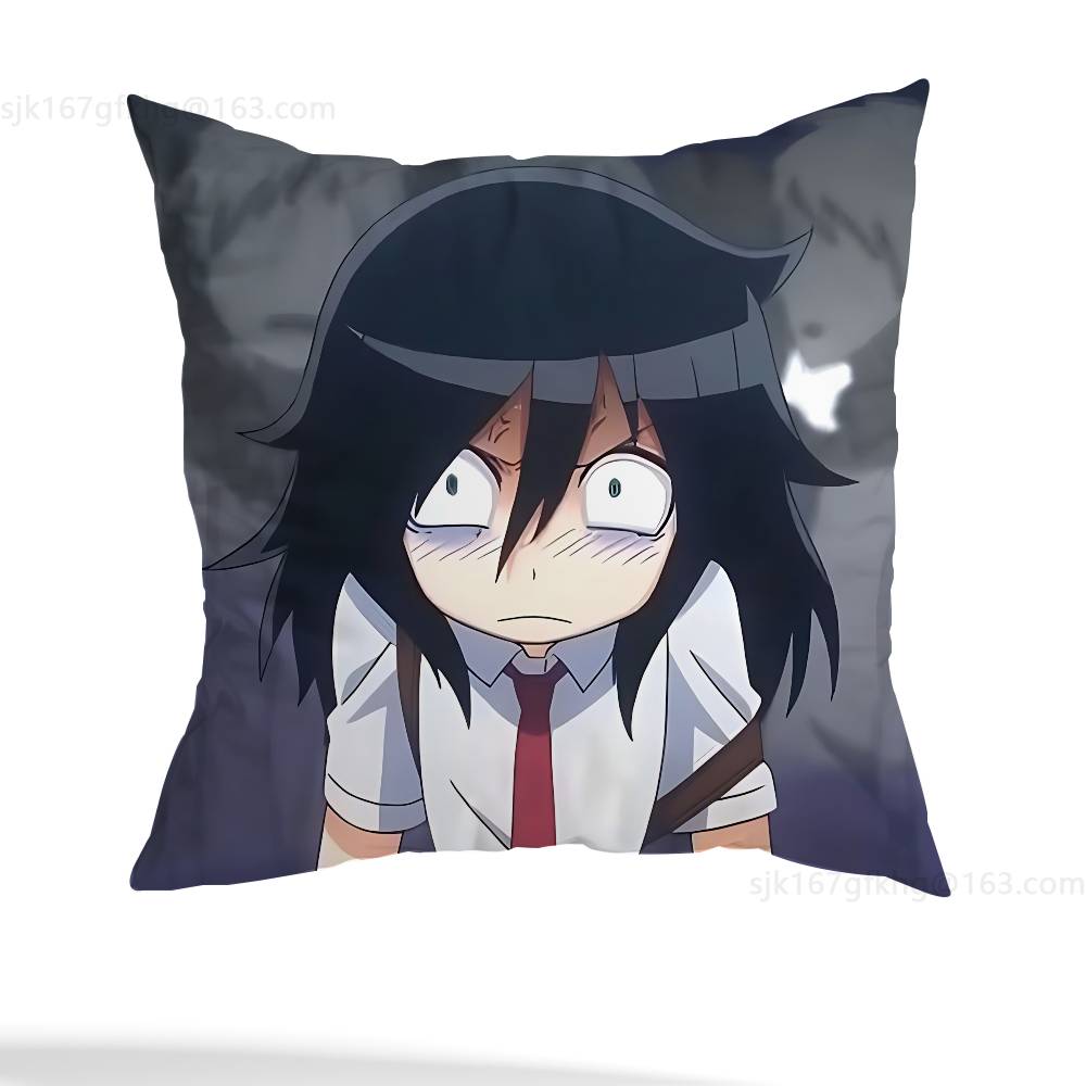 Anime Kuroki Tomoko  Pillow Case Square Double-Sided Printing Short Plush Sofa Cushion Cover Bedroom Bedside Pillow
