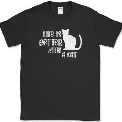 Das Leben ist besser mit einer Katze T-Shirt Lustiger Humor Kätzchen Katze Pfoten Tier T-Shirt