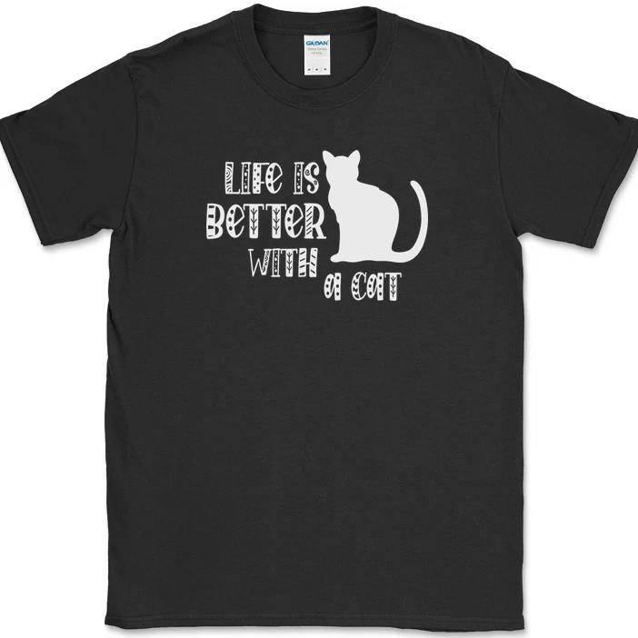 

Life Is Better With A Cat T-Shirt Funny Humor Kitten Feline Paws Animal Tee 4XL