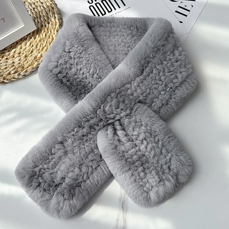 Otter Rabbit Scarf Women's Temperament Versatile Cute Neck Pad Thickened Warm Scarf Reversible Real Wool Woven Fur Collar