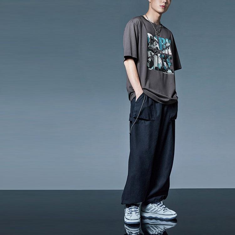 Li-Ning X Star Wars Co-Branded Round Neck Logo Print Short Sleeve T-Shirt Men Tops Black Pine-Grey AHSR335-4