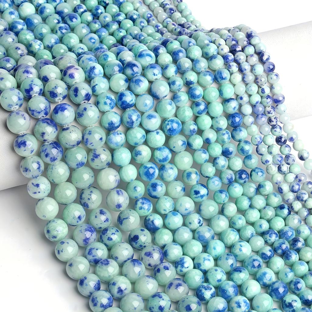 1 Stück 6 mm 8 mm 10 mm 12 mm runder blauer und grüner persischer Jadestein lose Distanzperlen für Schmuck, handgefertigt, Diy-Armband