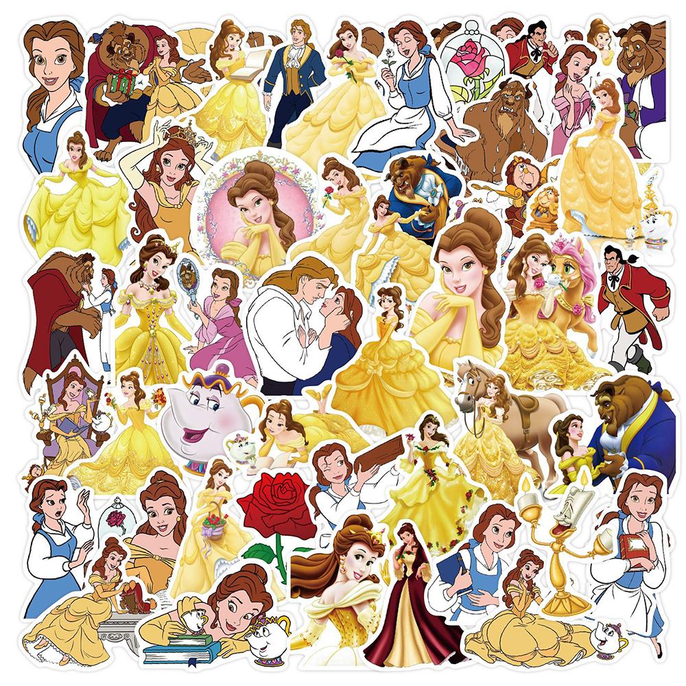 50 100Pcs Kawaii Mixed Disney Anime Princess Stickers Cute Ariel Belle Snow White Cartoon Decal Laptop Phone Luggage Sticker Toy