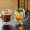 Stripe Double Wall Glass Cup High Borosilicate Heat Resistant Water Cups Transparant Juice Coffee Water Cup Drinkware Glass Mug