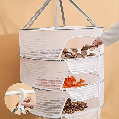 Stendino Pieghevole a 1~3 Ripiani con Cerniera - Rete in Poliestere Atossico per Pesce, Gamberetti ed Erbe Aromatiche Adatto per Essiccare Alimenti e Appendere Frutta