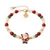 Santa Claus Crystal Beaded Bracelet Snowman Women Bangle Christmas Bracelets  Party Favor