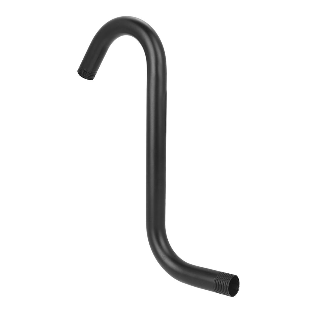 8in Stainless Steel Shower Extension Arm S-Curved Black Bathroom Accessory Shower Arm with G1Celsius2 Thread for Tall Individuals