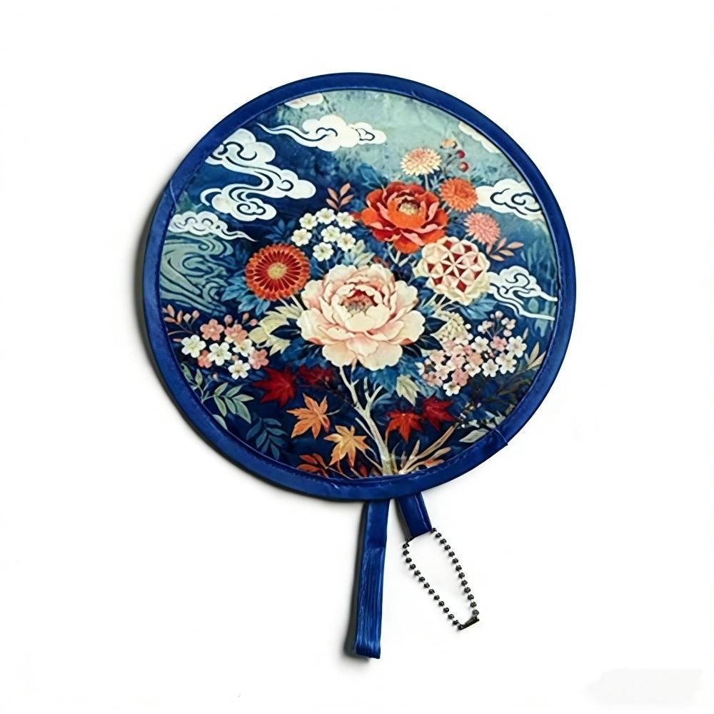 Polyester Handheld Folding Fan Summer Mini Folding Fan Portable Round Foldable Fan  Men Women