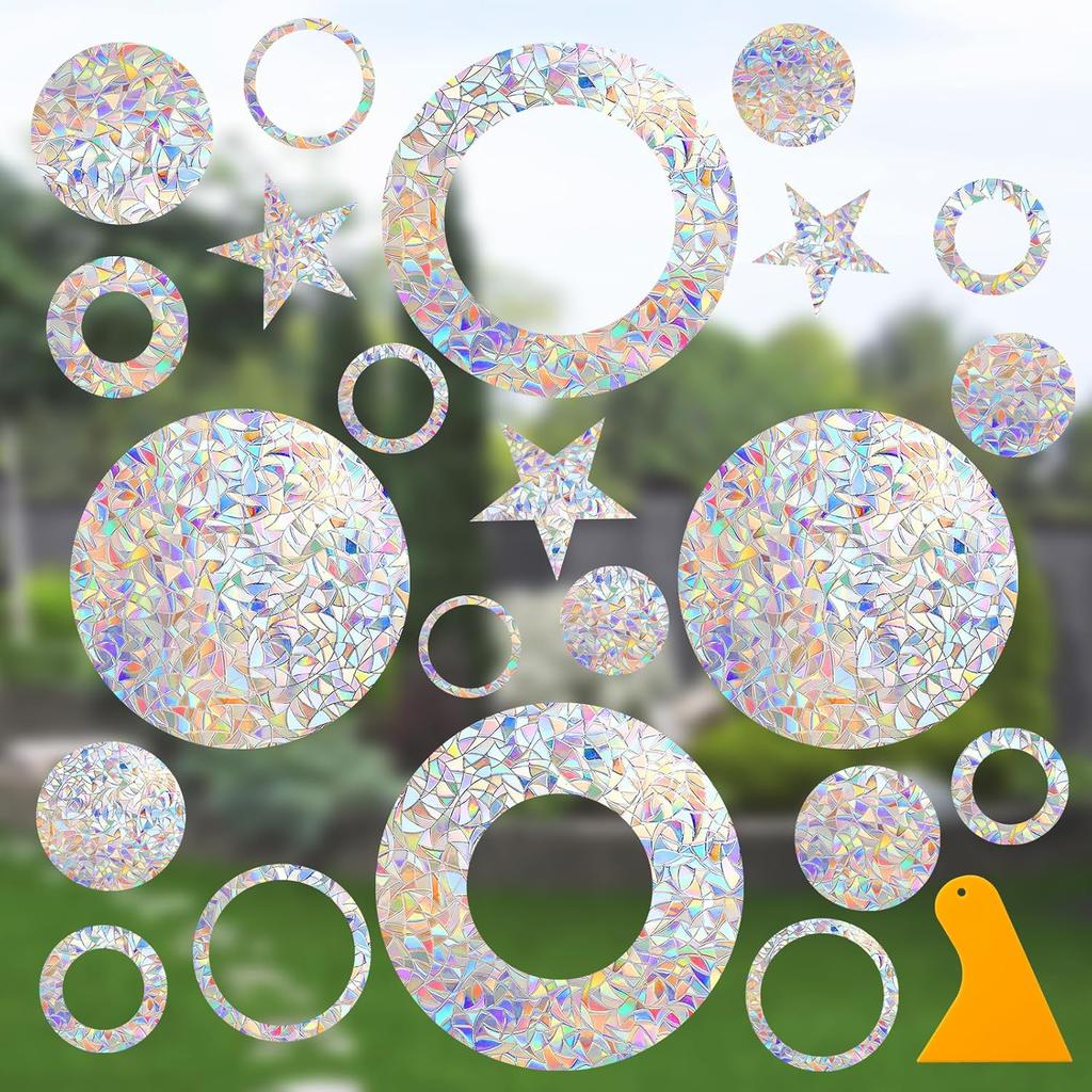 Window Decals for Birds Strikes, DELLAN 35 Anti-Collision Bird Deflectors, Suncatcher Stickers Rainbow Window Clings for Glass Windows