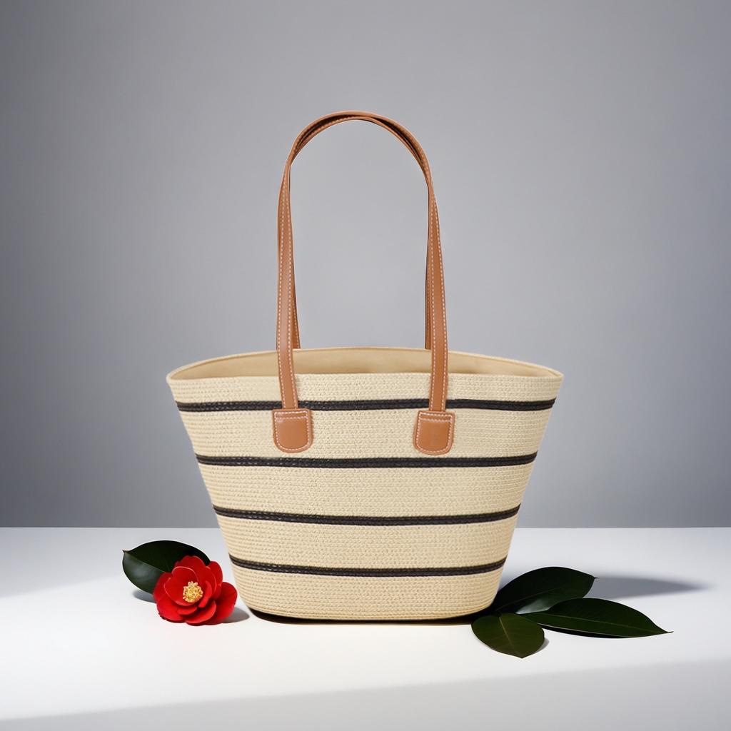 New Shoulder Straw Woven Bag Woven Bag Large Capacity Casual Versatile Fashion Women's Vacation Seaside Beach Woven Bag