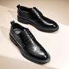 Fashion Autumn Men's Classic Black Lace Up Business Leather Shoes Fashionable and Comfortable Blok Carving Formal Business Leather Shoes