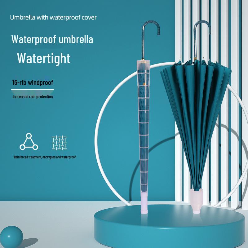 

16K Extra Large Solid Color Windproof Umbrella for Women - Thickened, Reinforced, and Long Handle Design for Sun and Rain 105 cm