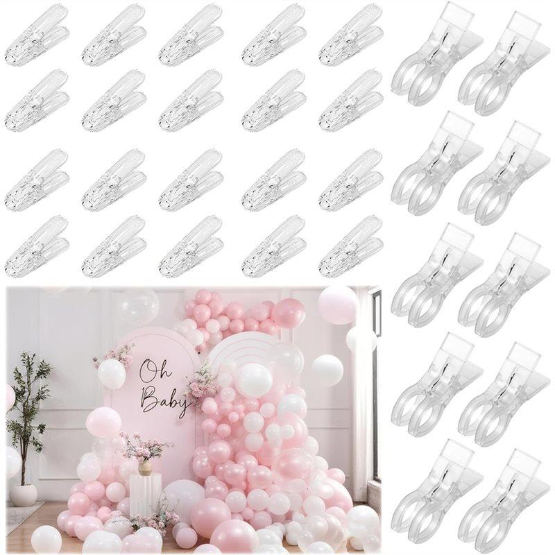 

ABWR-For Balloon Kits Included-30 Pack For Balloon Arch Clips(10 Large 3.5-Inch Backdrop Clips& 20 Small 2.4-Inch Clear Heavy-Du