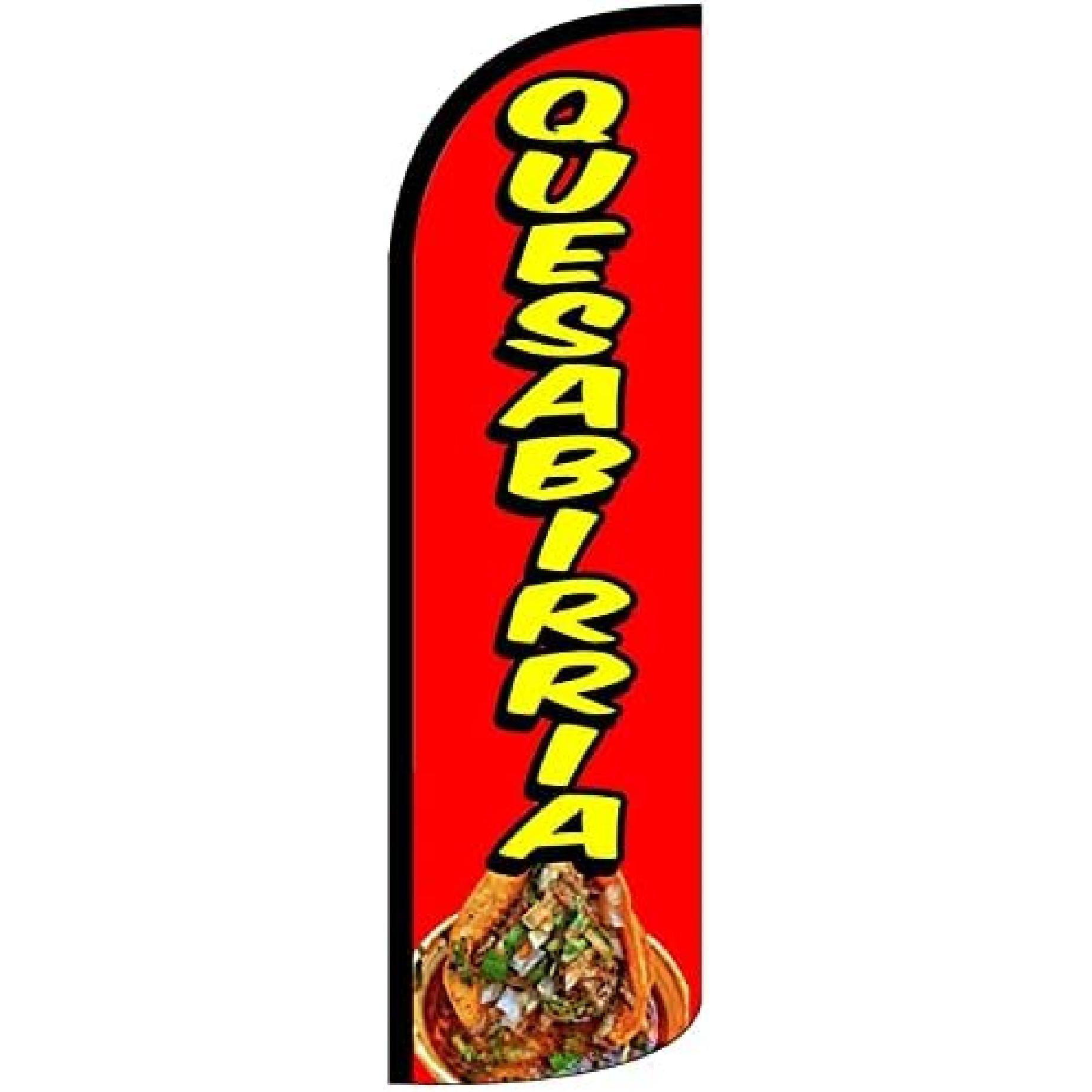 4Less QUESABIRRIA - Windless Swooper Flag Feather Banner Sign 3x11.5 ft Tall (Flag Only) rq, Red